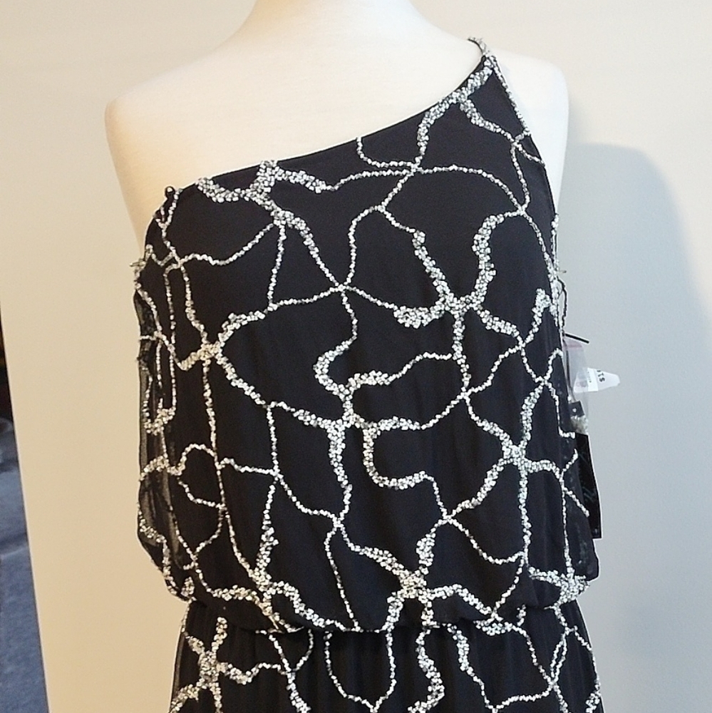 Black and white Camille evening dress